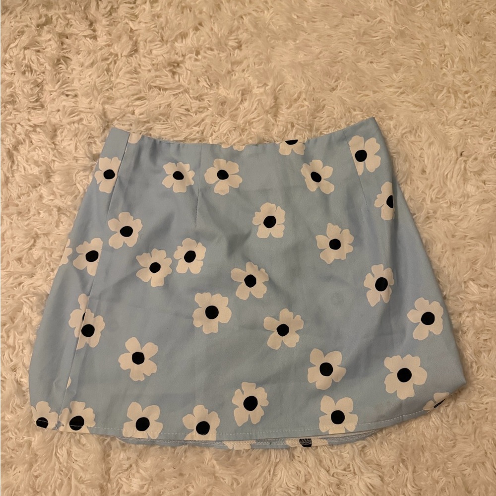 Princess Polly Light Blue Floral Mini Skirt